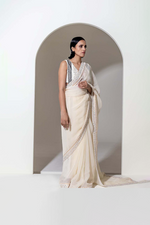 Load image into Gallery viewer, IVORY ORGANZA SAREE
