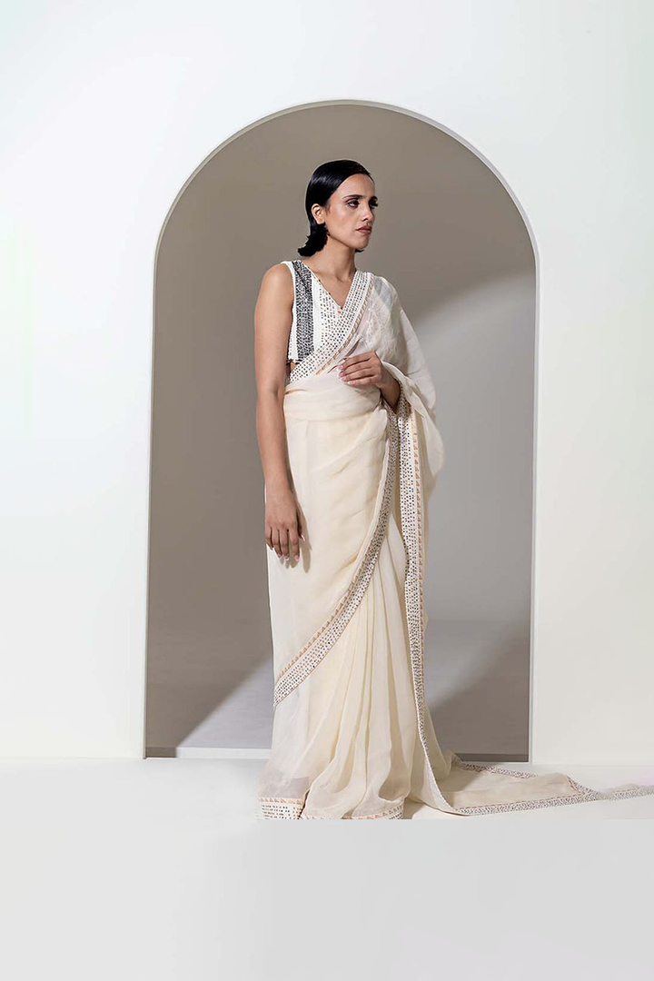 IVORY ORGANZA SAREE